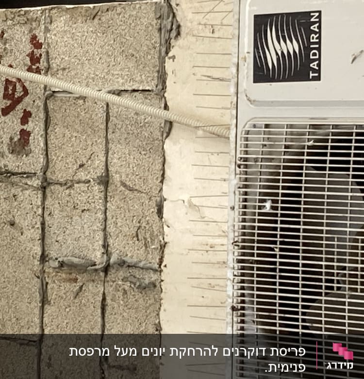 מזגן עם דוקרנים למניעת קינון יונים